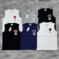 Ami Paris Love Classic Basic Chapter Embroidery Tide Brand Sleeveless Loose Bottoming Vest T-shirt T