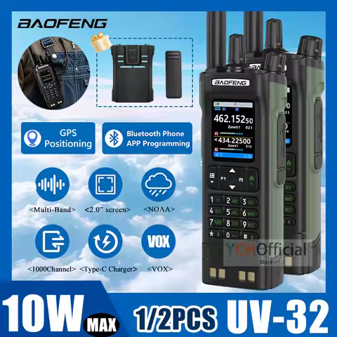 1/2PCS Baofeng UV-32 GPS 10W Walkie Talkie Phone APP Bluetooth Programming Original Belt Clip Hoster