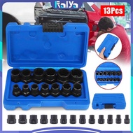 13Pcs Damaged Bolt Remover Tools Damaged Hex Nut Bolt Remover Tools 8mm-19mm Set of 3/8" Drive Impac