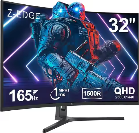 32 inch Curved Gaming Monitor, 16:9 QHD 2K 2560x1440 165/144Hz 1ms Frameless LED Gaming Monitor 2025