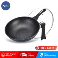 Korean Nonstick Frying Wok Pan Maifan Marble Stone Cooking Wok Pan Pot (30cm)