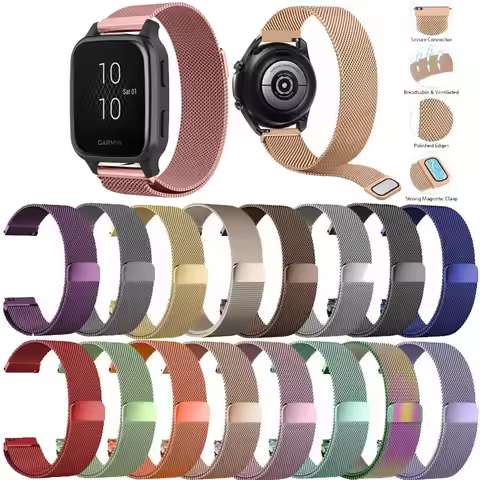 Mesh Loop Stainless Steel Band Strap For Garmin Venu SQ2 SQ Music