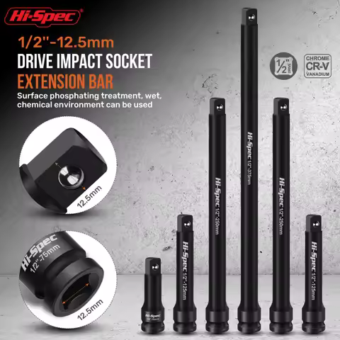 Hi-Spec Impact Socket Extension Bar Impact Socket Cr-V Steel With Lengths Of 3", 5", 10" 15"For Wren
