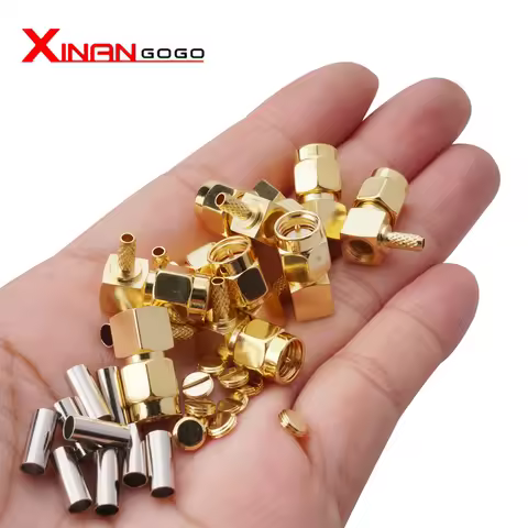 10pcs SMA Male Right Angle Crimp for RG174 RG316 RG316D RG179 LMR100 Cable RP SMA Male RF Connector