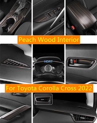 แผ่นเรืองแสงอ่านหนังสือหน้าไม้พีชภายในรถสติกเกอร์ตกแต่งตัวคลุมเกียร์ระบายอากาศสำหรับ Toyota Corolla Cross 2021 2022