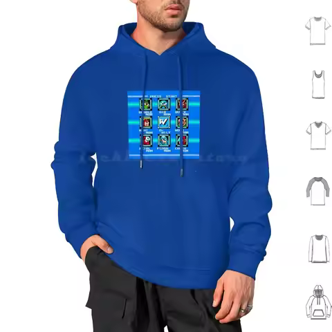 Megaman 2 Stage Select Hoodies Long Sleeve Pixelart Megaman 2 Rockman 2 Rockman Megaman Mega Man Gam