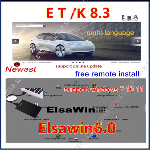 ELSAWIN 6.0 with Newest ET K/A 8.3 for A-udi for V-W Group Vehicles Electronic Parts Catalog Remote 