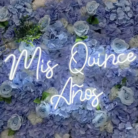 Mis Quince Años Neon Sign USB Dimmable LED Neon Light for Wall Decor White Quinceanera Neon Birthday
