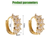 Anting Hoop Wanita Daun Manis Titanium Kristal Gandum Kering Triticum Korea Style Earring