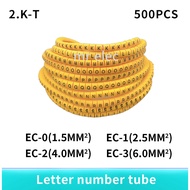 500pcs k-T EC-0 EC-1 EC-2 EC-3 1.5mm2 klmnopqrst English Letter Flexible Print Sleeve Tube Label Net