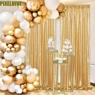 PIXELHIVE​ Sequin Backdrop Curtain, Colorful Polyester Sparkly Sequin Backdrop, Party Supplies Decor