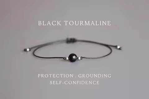 Black Tourmaline Protection Bracelet Valentine's Day Gift for Him October Birthstone Healing Crystal