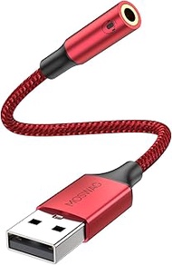 MOSWAG USB to 3.5mm Jack Audio Adapter,USB to Aux Cable with TRRS 4-Pole Mic-Supported USB to Headph