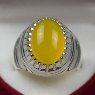 Oval Shape Zard Aqeeq Sterling Silver 925 Yellow Onyx Ring Yellow Carnelian Ring