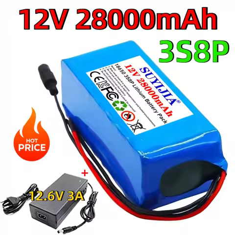 18650 3S8P 12V 28Ah Lithium Ion Battery Pack with Protection Plate Optional Power Tool +12.6V 3A Cha