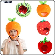 MUNDAN Fruit Hat, Cartoon Design Soft Orange Hat, Funny Adjustable Watermelon Hat Cosplay Headgear