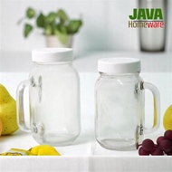 PLASTIC LID JAR GLASS | GLASS JAR MUG WITH PLASTIC LID | DRINKING JAR WITH LID | PLAIN JAR GLASS
