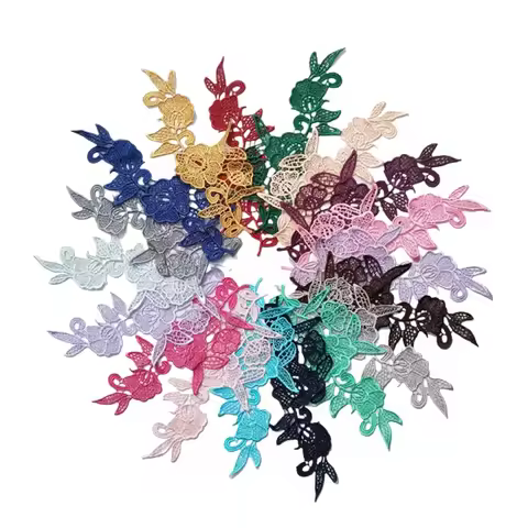 5Mirror pairs 10pcs Fashion Polyester embroidery patch flowers wedding motifs flower lace applique 2