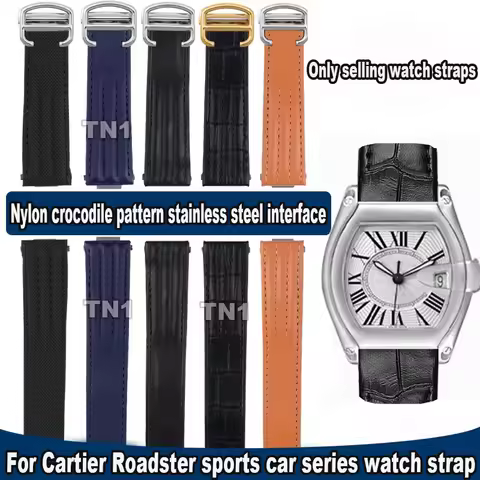 19mm 20mm For Cartier Roadster W6206018 W6206017 Men's Leather Watch Strap Special Quick-Release Fol