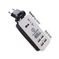 SecuriGuard 4 USB Travel Charger Universal Extension Plug - BLACK