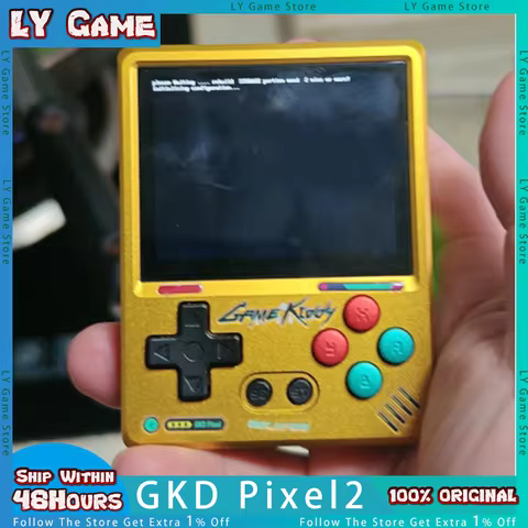 Gkd Pixel 2 Gold CNC Metal Handheld Retro Game Console Portable Mini Game Player 2.4 Inch IPS 640x48