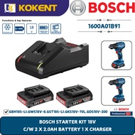 BOSCH STARTER KIT 18V  C/W 2 X 2.0AH BATTERY 1 X CHARGER 1600A01B91
