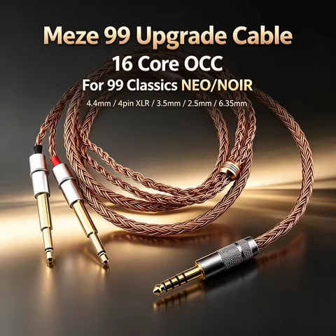 Audiocrast New 2.5/3.5/4.4/6.5mm Male Plug 16Core OCC Copper Earphone Cable For Meze 99 Classics NEO