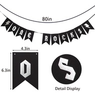 One Rocks Banner - Rock N' Roll Decorations, Garland 1950's Rock And Roll Party Banner, Music Birthd