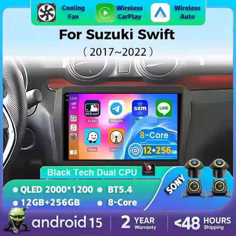 Android 15 For Suzuki Swift 5 2017 - 2022 Car Radio Head Unit Auto BT Stereo Multimedia Video Monito