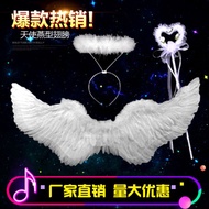 Angel wings. Angel feather wings children adult performance props stage catwalk white flower girl dress up black devil w