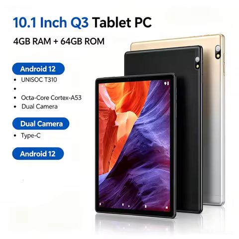 Android 12 Tablet PC Q3 CPU 10.1 INCH 4GB RAM 64GB ROM UNISOC T310 Processor, Octa-Core Cortex-A53 T