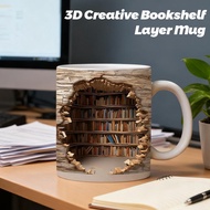 3d Bookshelf Mug Funny Ceramic Coffee Mug Creative Books Unique Colorful Cup Stack K1n0