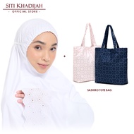 [Teacher's Day] Siti Khadijah Telekung Signature Lunara in White + Sashiko Tote Bag