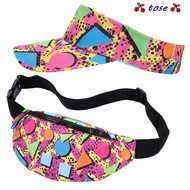 TOSE 80s 90s Fanny Pack, Soft Comfortable 80s Outfit Sun Visor Hat, Fashion Cotton Colorful 90s Acce