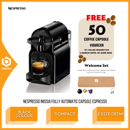 Nespresso D40-ME-BK-NE Inissia Fully Automatic Capsule Espresso Coffee Pod Machine (Ruby Black) - D40MEBKNE