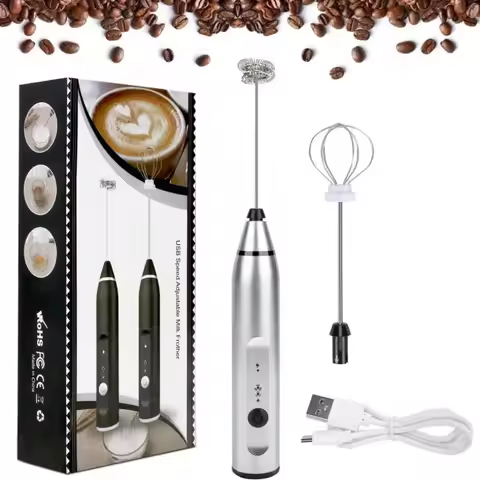 Mini milk mixer electric handle mixer egg beater USB rechargeable 3-speed foam machine coffee mixer 