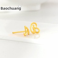 999 Pure Gold Letter AB Stud Earrings