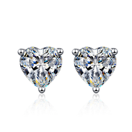 Bestone 925 Silver Stud Earrings for Women with Heart-shaped Moissanite Minimalist Earrings Plated with Pt950 Gold
