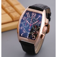 Franck MULLER FRANCK MULLER Fashion Barrel-Shaped Men's Watch Genuine Leather Strap Quartz Movement