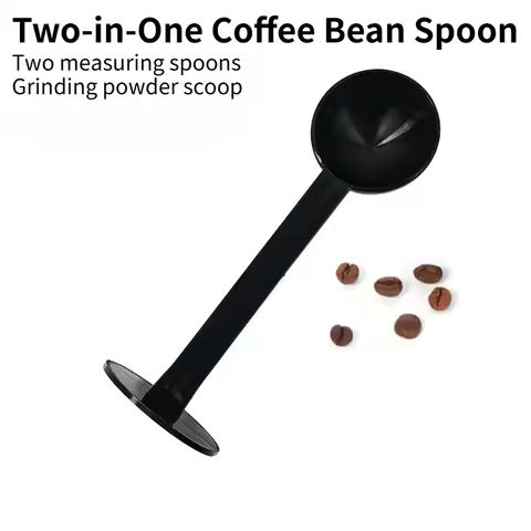 Black long handled coffee spoon, multifunctional plastic coffee measuring and tamping spoon, powder 