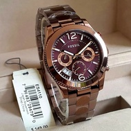 Original Fossil Perfect Boyfriend Multifunction Wine Stainless Steel Watch ES4110