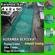 Vj jaring keramba ikan ukuran 4x2x50 pakai sekat hapa tanjaran waring ikan kecil besar murah