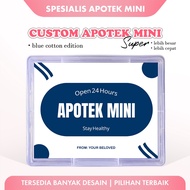 Custom Pharmacy Mini Super Box P3K Sticker Gift - Blue Cotton