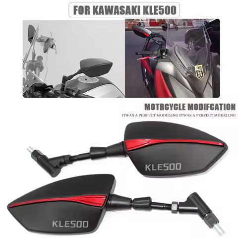 LOGO KLE500 Universal Motorcycle Rearview Mirror Scooter Rearview Mirrors Back Side Mirror 8mm 10mm 