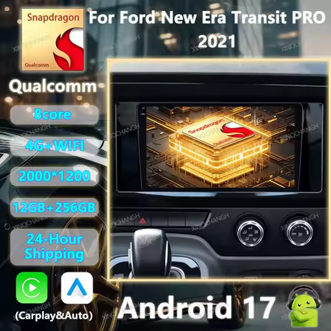 Android 17 Car Radio Carplay Auto For Ford New Era Transit PRO 2021 Head Unit BT Qualcomm 4G WIFI Na