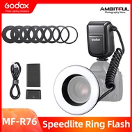 Godox MF-R76 RING76 5000K มาโครไฟวงแหวน LED Speedlite แฟลชสำหรับกล้อง Sony Canon Nikon รุ่น5D 6D 7D 
