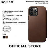 NOMAD Durable Shock Resistance Modern Folio Leather Bumper Case,Wireless Charging Compatible for iPhone 13 Series (2021)