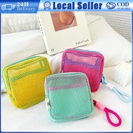 Mini Zipper Mesh Cosmetic Bag Portable Mesh Wash Toiletry Bag Dopamine Color Coin Purse Large Capaci