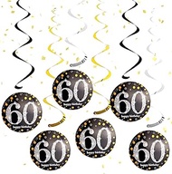 Alovez 60th Birthday Decoration Spiral Foil Spiral Ceiling Hanger for 60th Birthday Party Decoration