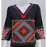 Cotton Clothes V-Neck Neck Black Thai Hmong Cloth Decoration (Size 42)